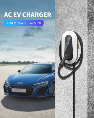 محطة شحن 22 كيلوواط 32A EV 3 مرحلة مستوى 2 نوع 2 شاحن السيارات الكهربائية ECM-RED