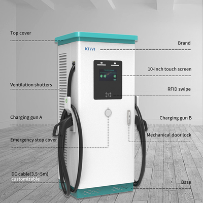 محطة شحن للسيارات الكهربائية العامة في الهواء الطلق مع واجهة CCS Type 2 CHAdeMO