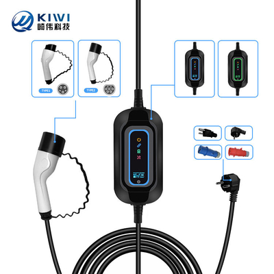 220 فولت KIWI 3.5KW شاحن EV المحمول نوع 2 16A J1772 لمحطة شحن السيارات الكهربائية