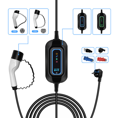 تيسلا سيارات التجهيز نوع 2 وصلة في Sae J1772 نوع 1 16a 220v EV شاحن محمول 5m كابل