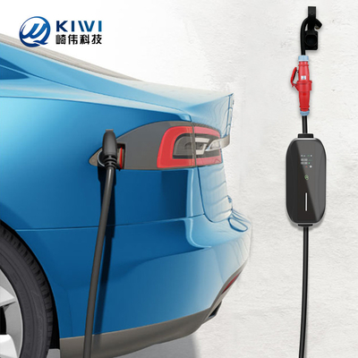 شاحن كهربائي محمول من النوع 2 مع وصلة وكابل 11kW 380V 16A لشحن المركبات الكهربائية