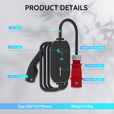 محطة شحن للتيار المتردد للسيارات الكهربائية IP67 مستوى الحماية 11kw 380V النوع B RCD 30mA 6mA