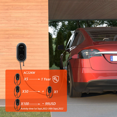 22 كيلوواط محطة شحن سريعة ثلاثية المراحل GB / T OCPP Wall Box EV لمحطة شحن للسيارات الكهربائية