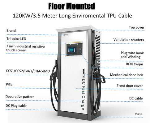 60 كيلوواط 120 كيلوواط مستوى 3 محطة شحن السيارات الكهربائية CCS EV Fast Pile DC