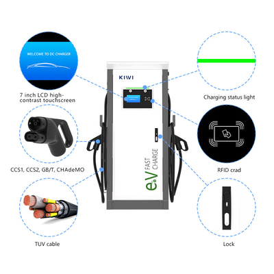 الفنادق الشقق 3 مرحلة مزدوجة الذكية DC شاحن سريع EV مع CCS1 CCS2 GB/T CHAdeMO واجهة معيار